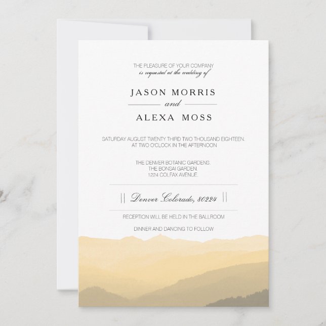 Invitación Montañas acuáticas de Rubor | Boda elegante (Anverso)