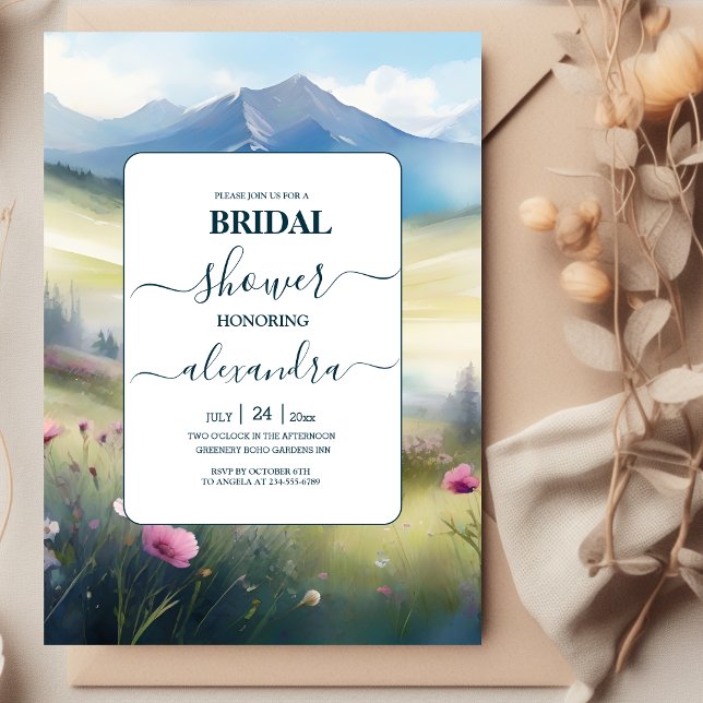 Invitación Montañas acuáticas Pine Forest Bridal Shower (Subido por el creador)