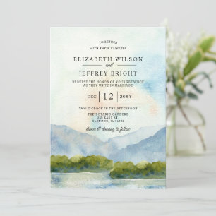 Invitación Montañas acuáticas rusticas Boda de Invierno