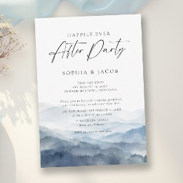 Invitación Montañas After Party Boda Polvoriento Azul
