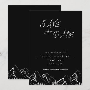 Invitación Montañas Al Aire Libre Pino Árbol Negro Guardar La