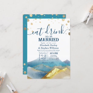 Invitación Montañas Blue Gold COME Bebe & Cásate Boda