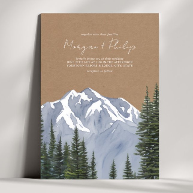 Invitación Montañas Boda de Cardstock Evergreen (Subido por el creador)