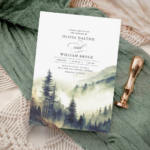Invitación Montañas Boda paisajístico de la noche de niebla f