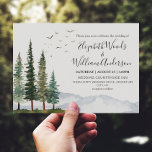 Invitación Montañas - Boda Rústico del bosque de pinos<br><div class="desc">invitación a la boda de las montañas acuáticas y los pinos. ¡Personalizable!</div>