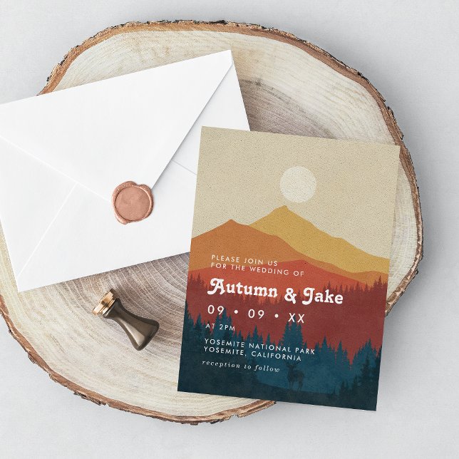 Invitación Montañas Boho y Boda Retro de los Bosques de los a (Subido por el creador)