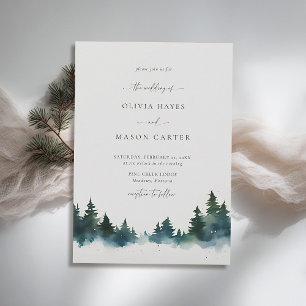 Invitación Montañas Bosque al aire libre Rústico Boda moderno