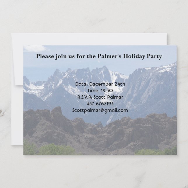 Invitación Montañas coronadas de nieve de Lone Pine (Anverso)