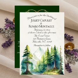 Invitación Montañas de Acuarela, Código QR y Monograma - Esme