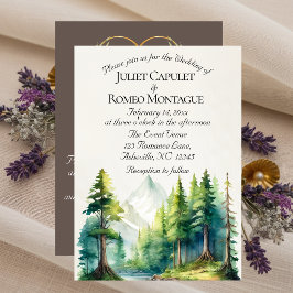 Invitación Montañas de Acuarela, Código QR y Monograma - Moch