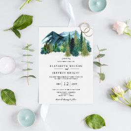 Invitación Montañas de acuarela rústica Boda de Invierno de P