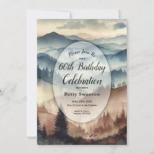 Invitación Montañas de Azul Polvoriento y Marrón Mocha Año Pe