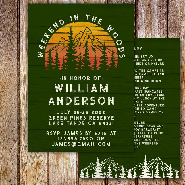 Invitación Montañas de campamento de fin de semana de partido (Subido por el creador)