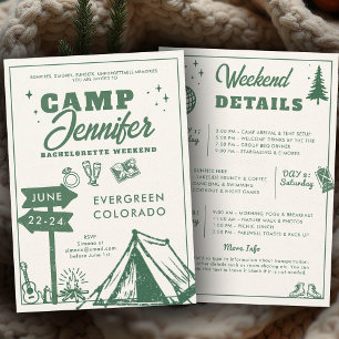 Invitación Montañas de camping Green Camp Bachelorette Party