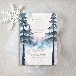 Invitación Montañas de invierno Boda elegante de pinos de nie