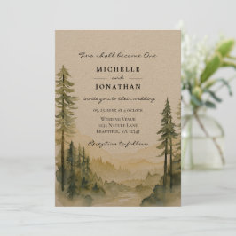 Invitación Montañas de pinos boscosos Boda cristiano