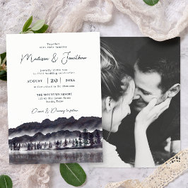 Invitación Montañas de Pinos Siempreverdes Foto Boda