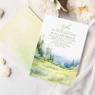 Invitación Montañas Flores silvestres Boda natural de verano