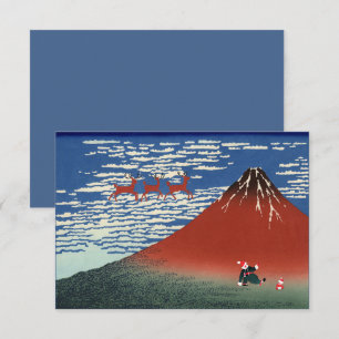 Invitación Montañas Fuji en Navidad, Arte Japonés Vintage