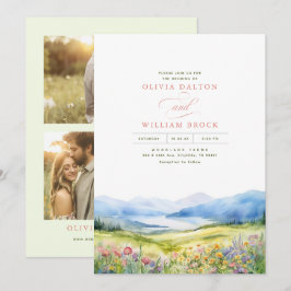 Invitación Montañas Heidi Flores Silvestres Boda 3 Fotos
