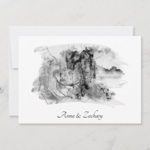Invitación *~* Montañas japonesas de arte RSVP QR AR27 Boda