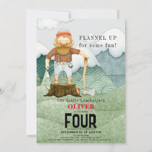 Invitación Montañas Lumberjack Búfalo Juguete Niños Cumpleaño
