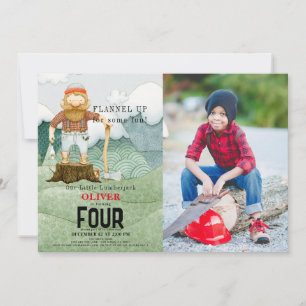 Invitación Montañas Lumberjack Niños Foto de cumpleaños