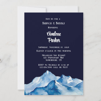 Invitación Montañas nevadas blancas azules Brunch & Bubbly