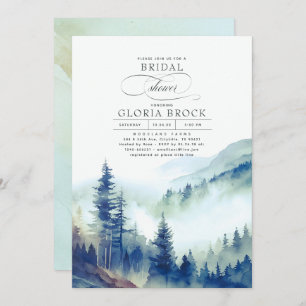 Invitación Montañas Niebla Forestal Víspera Boho Ducha Bridal