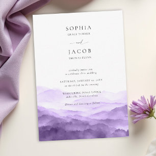 Invitación Montañas Pico Brumoso Cresta Púrpura Boda Romántic