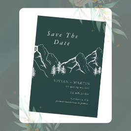 Invitación Montañas Pine Tree Emerald Photo Save the Date