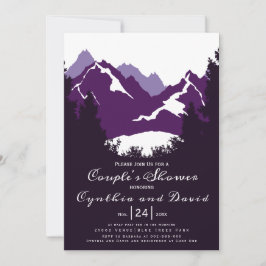 Invitación Montañas púrpura, coníferas parejas bodas ducha