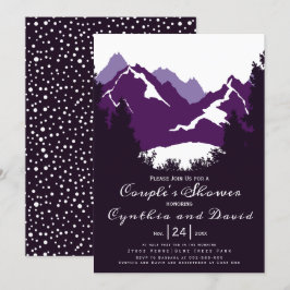 Invitación Montañas púrpura, coníferas parejas bodas ducha