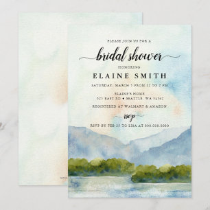 Invitación Montañas rusas de acuarela Lake Bridal Shower
