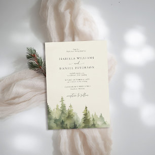 Invitación Montañas Rústica Selva Boda de Vintage al Aire Lib