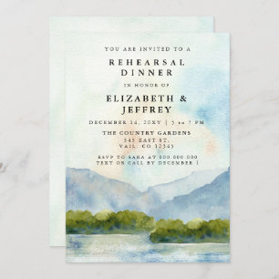 Invitación Montañas rusticas acuáticas Lago Ensayo Cena