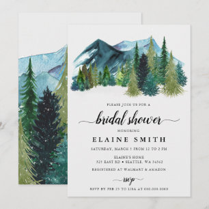 Invitación Montañas rusticas acuáticas Pine Bridal Shower