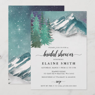 Invitación Montañas rusticas acuáticas Pine Bridal Shower
