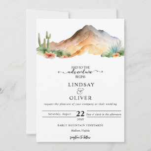 Invitación Montañas Rústicas Boda del desierto
