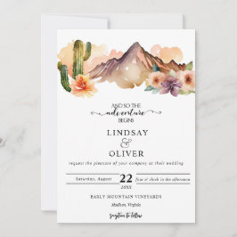 Invitación Montañas Rústicas | Boda del desierto