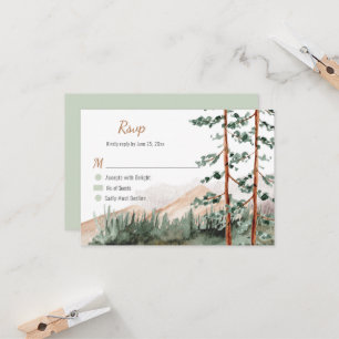 Invitación Montañas Rústicas Bosque Pine Spruce Trees Boda