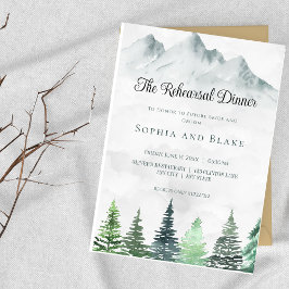 Invitación Montañas rusticas y ensayo de acuarela forestal