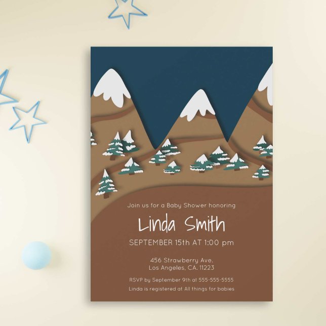 Invitación Montañas Snowy Valley Winter Baby Shower (Subido por el creador)