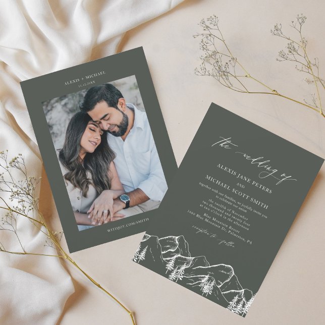 Invitación Montañas verdes Boda de pinos al aire libre (Subido por el creador)