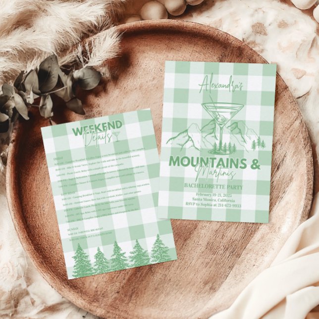Invitación Montañas verdes y Martinis Bachelorette (Subido por el creador)