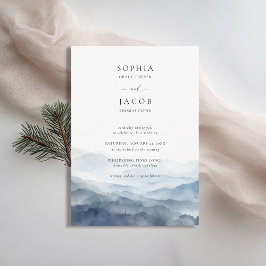 Invitación Montañas Vistas Dusty Blue Ridge Romántico Boda