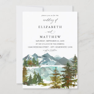 Invitación Montañas y árboles Boda Rústico V2