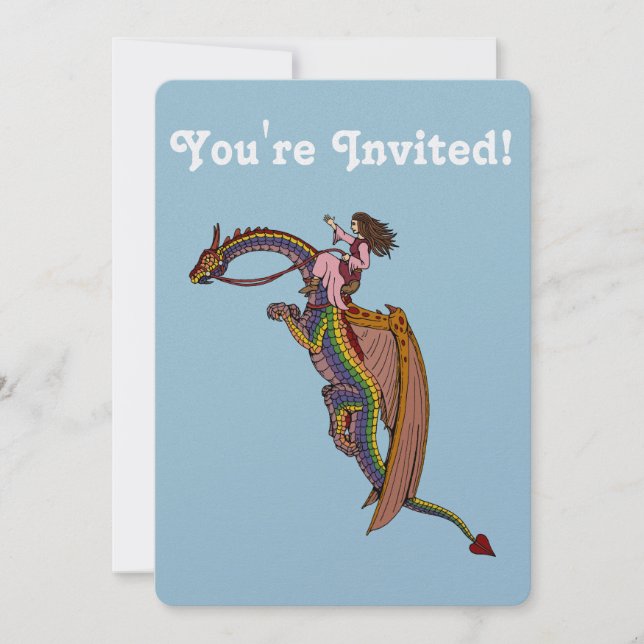Invitación Montando el dragón arcoiris (Anverso)