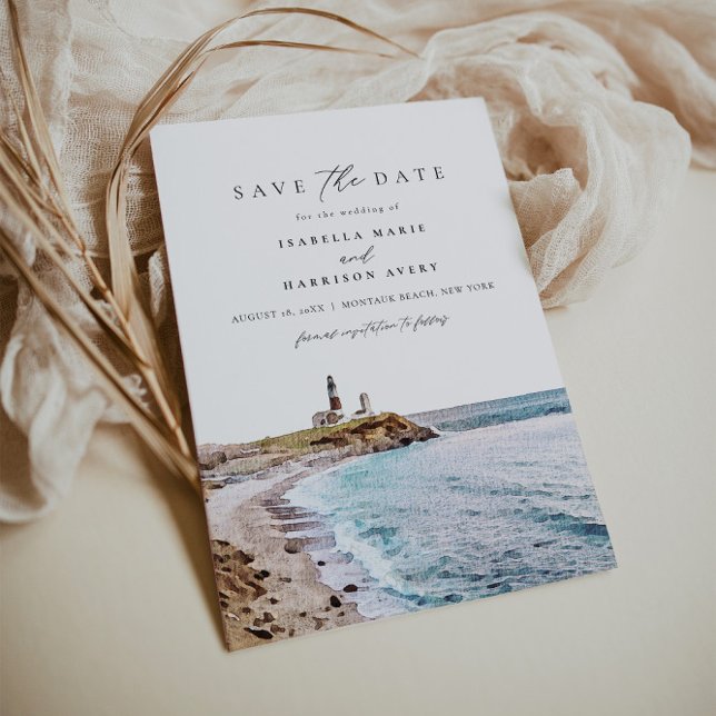 Invitación MONTAUK BEACH New York Skyline Save the Date (Subido por el creador)