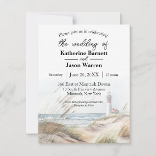 Invitación Montauk Lighthouse Beach Dunes Watercolor